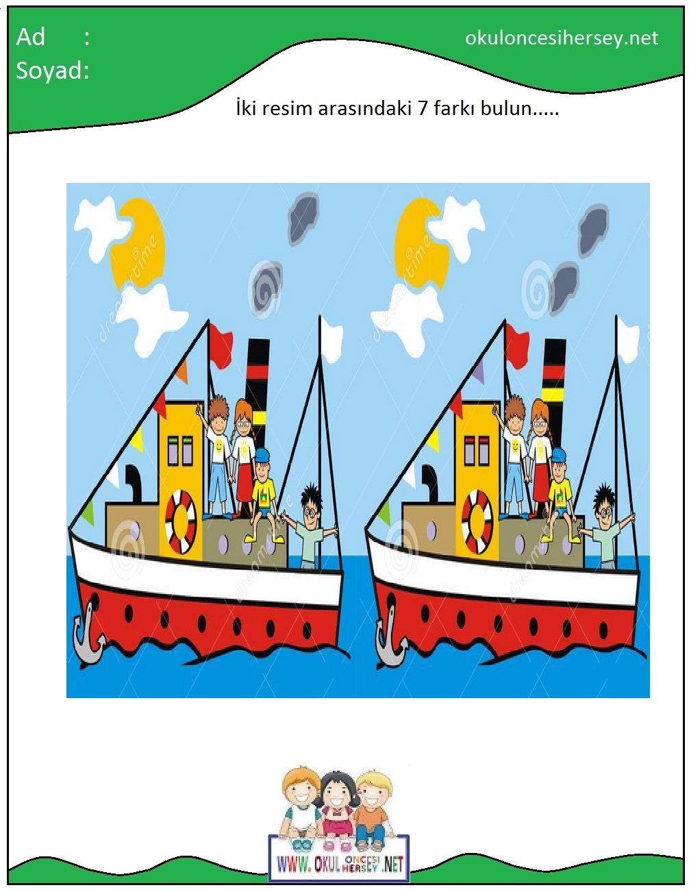 okul öncesi İki Resim Arasındaki Farkı Bul